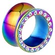 5/8" Rainbow Anodized Titanium Jeweled Saddle Plug