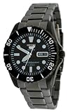 Seiko SNZF21K1 - 5 Sports - Automatique - Montre Homme - Métal noir - Lunette uni-directionnelle - Guichet Jour Date - Verre Hardlex Crystal - Etanchéité 100 mètres de profondeur - Bracelet Métal noir à bouton poussoir
