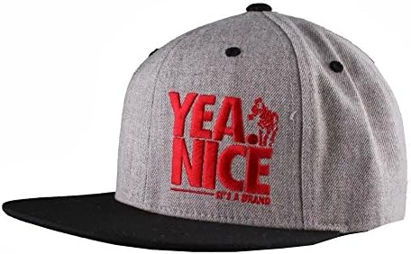 Yea nice # Funtimes Hat Gray Black Red Embroidered O/S Snapback Baseball Cap