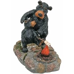 Willie Black Bear & Cub Camping Figurine 5" (Great Gift Idea)