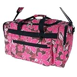 from HOLDALLS Ladies 22 Pink Flower Holdall Maternity Hospitall Holdall ,Travel flight Holdall, School College Sport Gym Bag