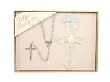 Pack of 4 Religious Baby Boy Beaded Rosary and Porcelain Cross 2-Piece Sets