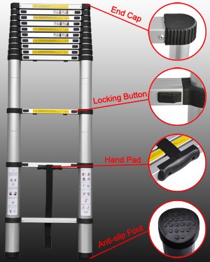 12.5' Aluminum Telescopic/Telescoping Loft Ladder Extension Extendable Portable