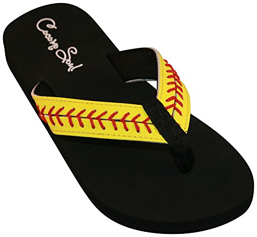 Cocomo Soul Softball Leather Stitch Flip Flops