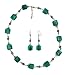 Necklace - Earrings Set - N498 - Murano & Glass Beads + Matching Earrings ~ Teal Squares