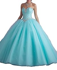 Organza Crystal  Crystals Pleated  Lace-Up Beaded Backless Sequined Sweetheart Quinceanera Dress  With Rhinestones and Ruffles