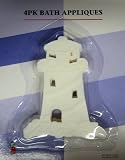 4 Pack White Lighthouse Bath Appliques