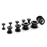 Produkt-Bild: 9er SET FLESH TUNNEL ~SCHWARZ~ Tube Ohr 1,6mm - 10mm