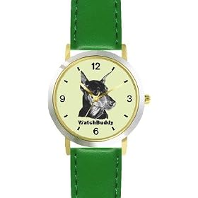 Doberman Pinscher (SC) Dog - WATCHBUDDY® DESIGNER DELUXE TWO-TONE THEME WATCH - Arabic... by WatchBuddy