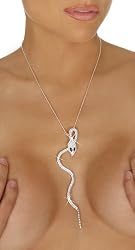 Silver and Clear Rhinestone Crystal Snake Pendant
