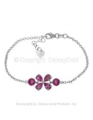 14k White Gold Floral Bracelet with Pink Topaz