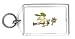 Keychain with hunters, chicken, hat, gun