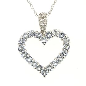 10k White Gold Heart Shaped Aquamarine Pendant w  Diamond Accent by Amazon.com Collection