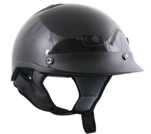 DOT Outlaw Black Glossy Vented Half Face Motorcycle Helmets - Size : XL
