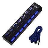 ZPS Hi-speed 7 Port USB 3.0 Hub Adapter LED Indicator+ On/off Switch for Pc Computer