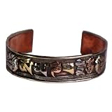 WhiteMetal,Copper,BrassMantraThreeMetalHealingTibetanOmManiPadmeHumBracelet