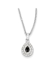 Sterling Silver Black And White Diamond Tear Drop Pendant Neckla