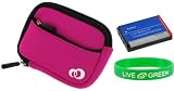 2n1 Neoprene Sleeve (Hot Pink) Case and EN-EL12 900mAh Li-Ion Battery for Nikon Coolpix S6000 14 MP Digital Camera Silver