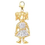14k Gold Diamond Girl Charm (1/10 cttw)