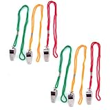 6pc Sports Pea Whistles with Neck Cord Lanyard - Coaches, Referee