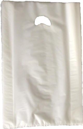 500 Natural Frost Merchandise Bag, 14"x3"x21" with Die Cut Handle, 3" Side Gusset, 2.0 Mil.
