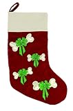Kyjen Bow & Bone Embroidered Christmas Stocking