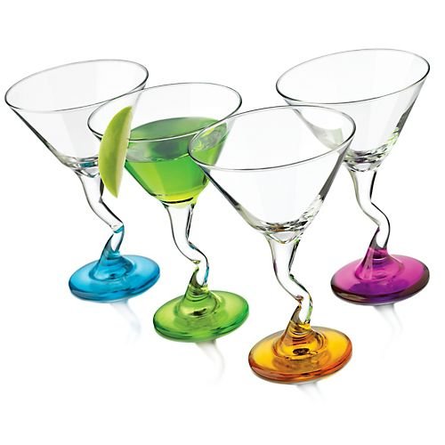 Libbey Set Of 4 Martini Colored Glasses