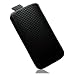 TheTechTree - Black PU Leather Carbon Slip In Pull Up Tab Pocket Pouch Case Cover For LG Optimus 7 E900, L3 E400