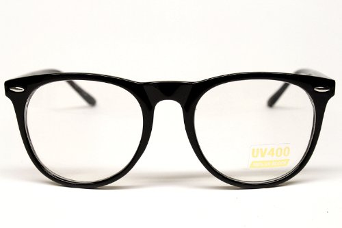 Vintage 80s Wayfarer Retro Clear Sunglasses Eyeglasses Unisex W20 (black, clear)