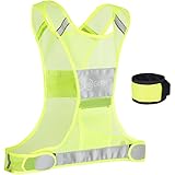 Reflective Vest for Running or Cycling including LED Safety Slap Armband - Men and Women's Reflective Running Vest for Jogging, Biking, & Walking - Reflective Running Gear by GitFit Sports