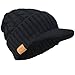 Retro Newsboy Knitted Hat with Visor Bill Winter Warm Hat for Men (Cable-Black)