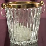 CRYSTAL ICE BUCKET WITH BRASS RIM