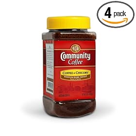 Community Coffee Coffee and Chicory, Medium Dark Roast, 7-Ounce Jars (Pack of 4)