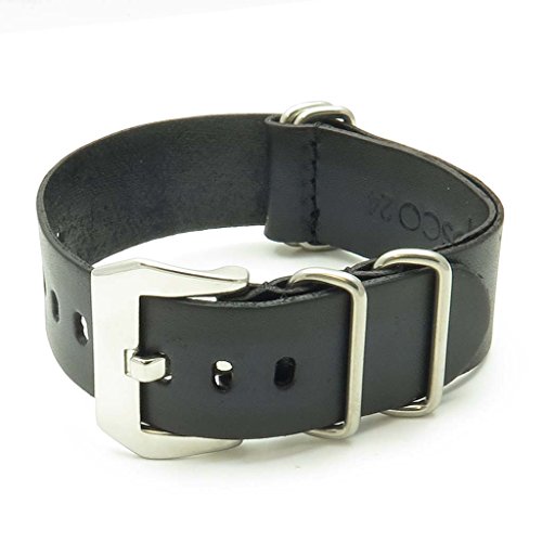 StrapsCo Vintage Nato G10 Leather Watch Strap with Stainless Steel Pre-V Buckle