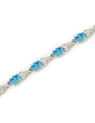 14kt Yellow Gold Oval Blue Topaz and Diamond Bracelet