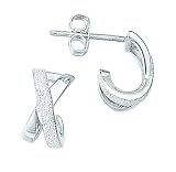 Elements Sterling Silver Ladies E777 Polished and Stardust Finish  Kiss Stud  Earrings
