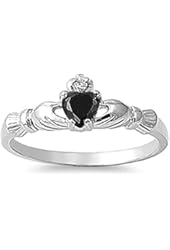 CHOOSE YOUR COLOR Sterling Silver Claddagh Heart Promise Ring