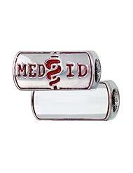 Zable (tm) Engravable Medical ID Pandora Compatible Bead / Charm in 925 Sterling Silver