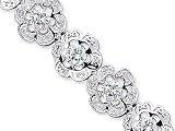 Melody of Gemstones Round Cut White CZ Gemstone Flower Link Bracelet in Sterling Silver
