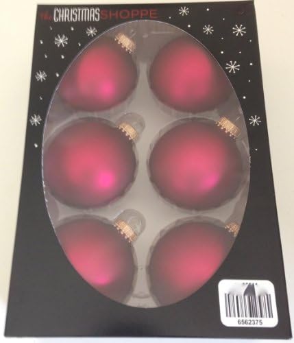 6 Piece 60 mm Glass Ball Holiday Christmas Ornaments - Matte Burgundy