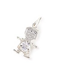 CZ Boy Charm Pendant - April Birthstone Diamond Clear