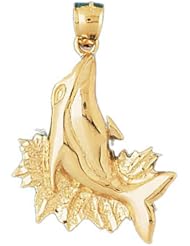 Dazzlers Solid 14 karats gold Dolphin Charm Pendant Available in three colors from jewelsberry (weights: 11.7 grams only)