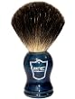 100% Black Badger Bristle Shaving Brush with Blue Wood Handle & Free Stand - From Parker Safety Razor