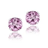 IMAGE OF Sterling Silver 1ct Light Pink CZ Stud Earrings, 5mm