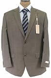 Michael Kors Mens 2 Button Flat Front Dark Tan Sharkskin Wool Suit