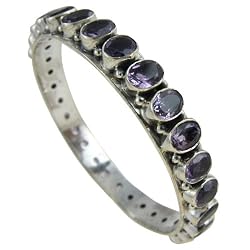Bangle Bracelets Sterling Silver Amethyst Stone Jewelry 2.3 inches (ban129a)