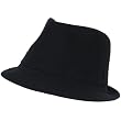 New Cotton Structured Gold Lining Fedora Trilby Gangster Hats Solid Black