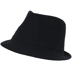 New Cotton Structured Gold Lining Fedora Trilby Gangster Hats Solid Black