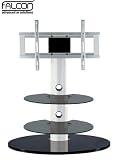 Stylish black glass and metal Plasma / LCD stand with 2 round shelves and cable management (32 - 52 inch).