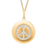 14 kt Yellow Gold Peace Sign Disc Pendant with .16 ct Diamonds 14 kt Yellow Gold Peace Sign Disc Pendant with .16 ct Diamonds